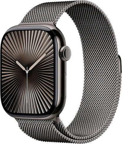 Apple Watch Series 10  Black Sport Band with Natural Milanese Loop with Sport Loop