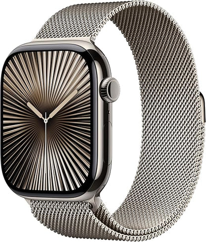 Apple Watch Series 10  Black Sport Band with Natural Milanese Loop with Sport Loop